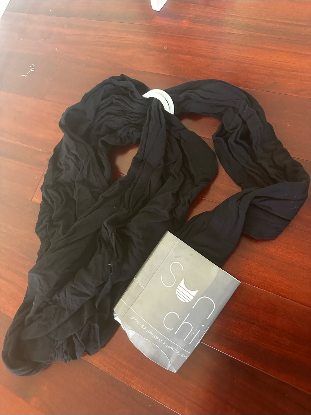 Black Scarf with Silver Ring Accent